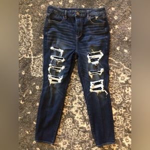 American Eagle curvy high-rise jegging jean with holes SHORT LENGTH